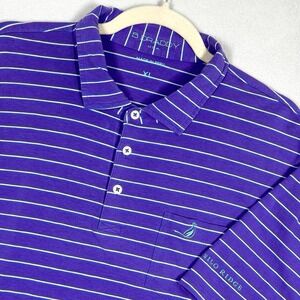 B Draddy‎ Polo Shirt Mens XL Silo Ridge Golf Logo Purple Striped Pima Cotton